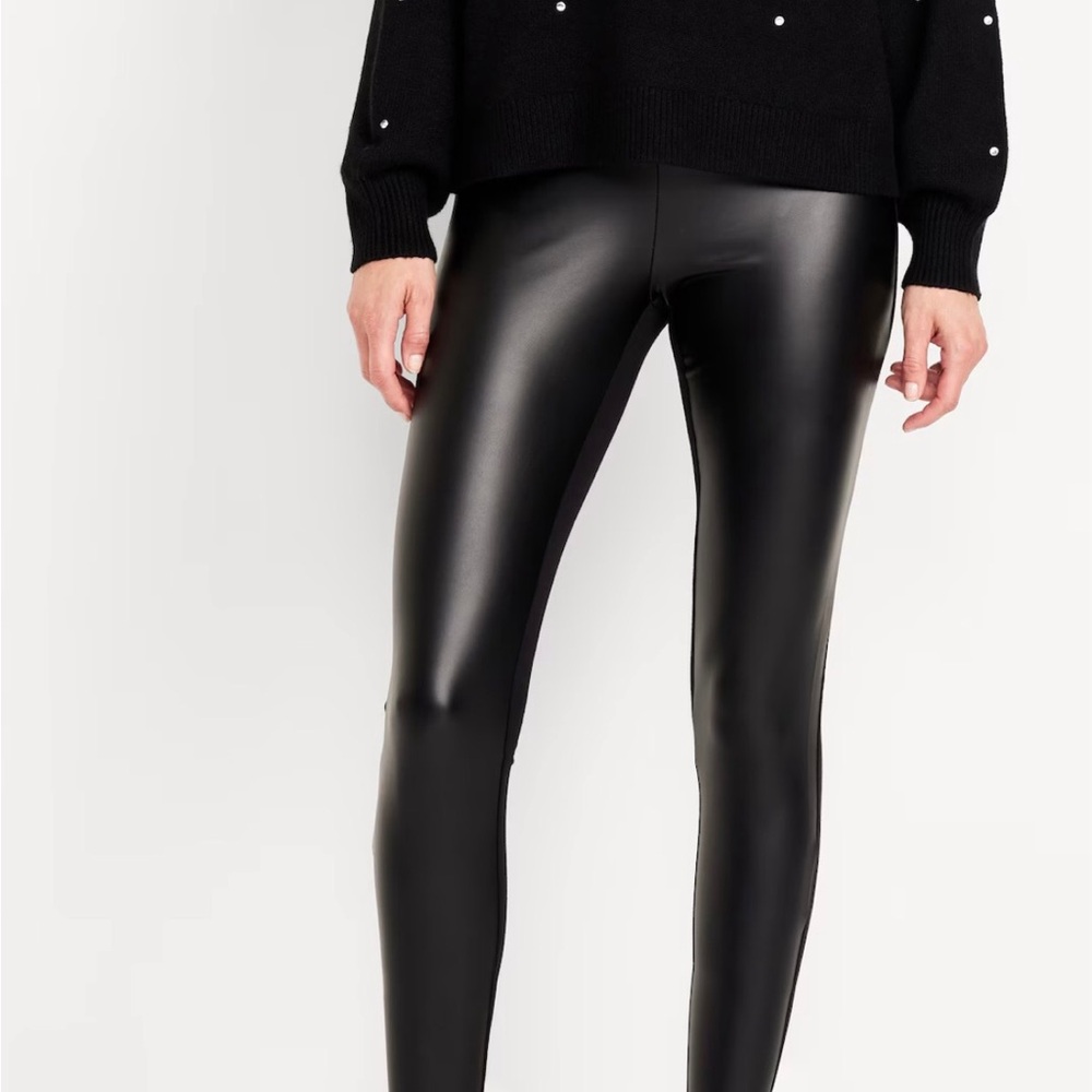 High-Waisted Faux-Leather Fashion Layering Leggings